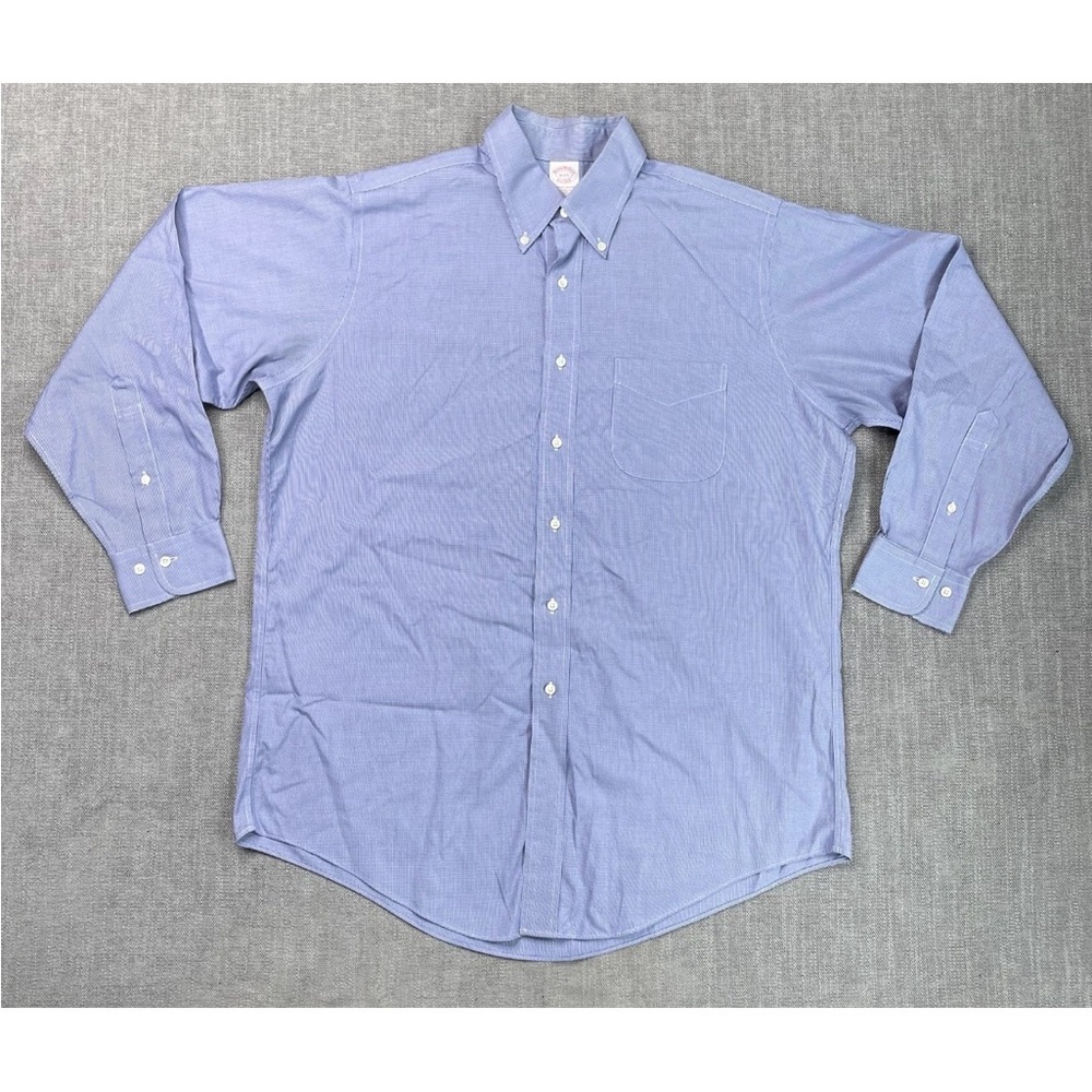 Brooks Brothers Mens Blue Check Long Sleeve Button Down Shirt Size 16 2/3